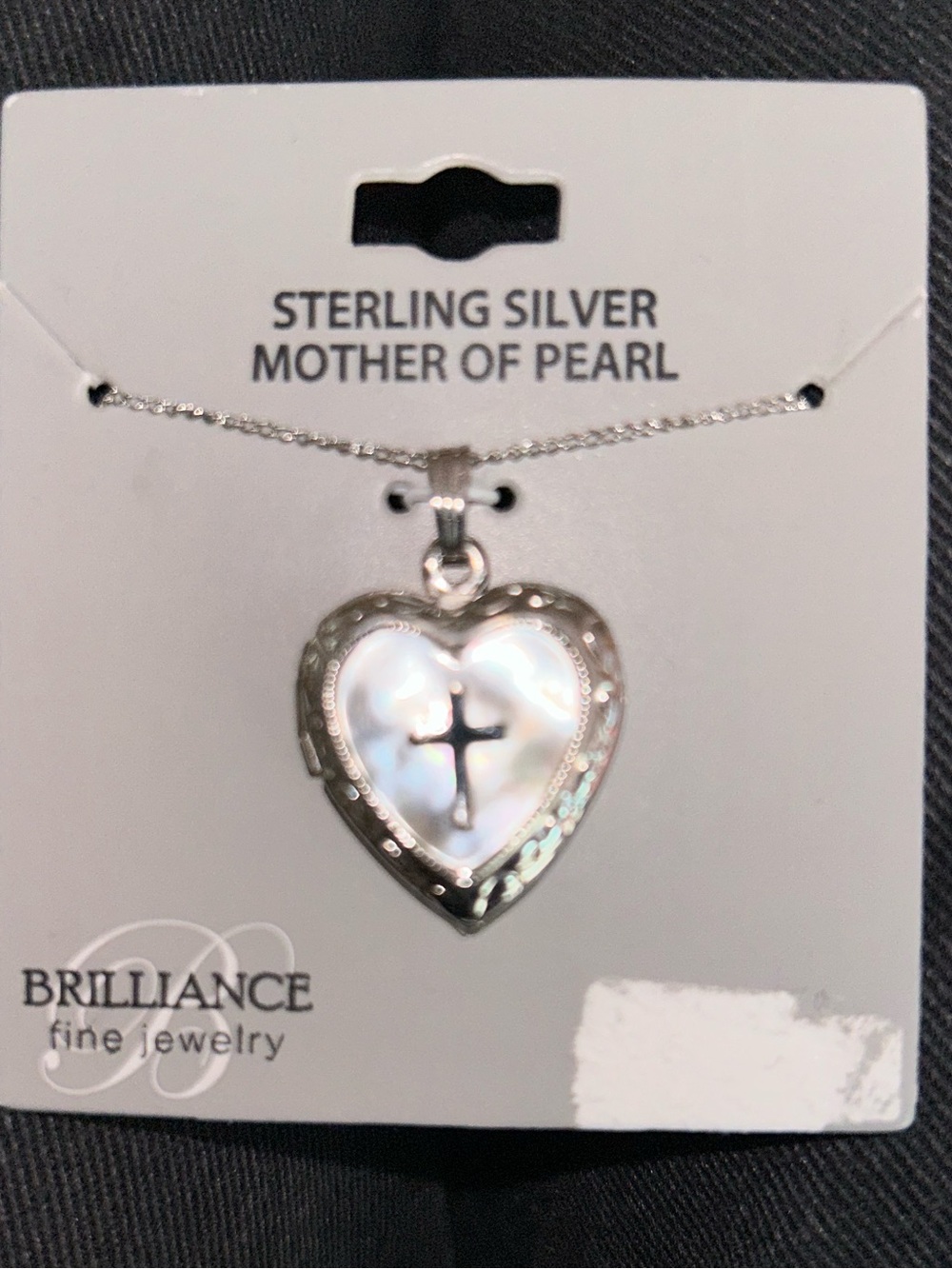 Sterling Silver Mother of Pearl Heart Locket Necklace - White